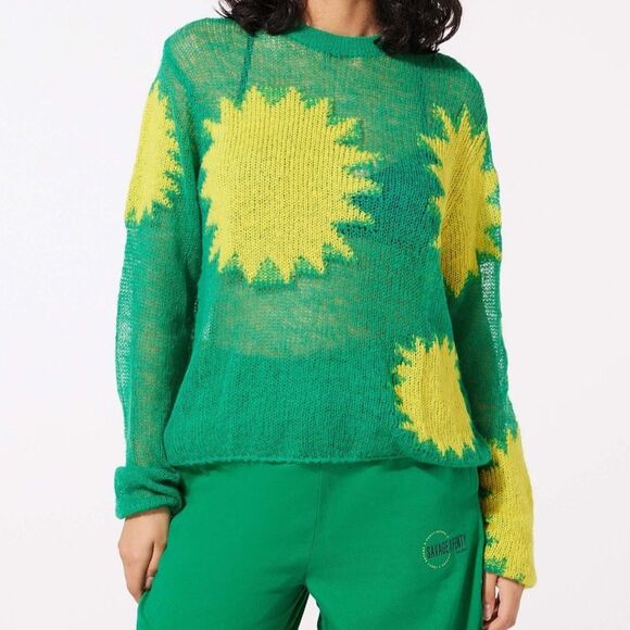 NWT Savage X Fenty Knittin Pretty Loose Knit Sweater Size XS Green Yellow NEW - Picture 1 of 15